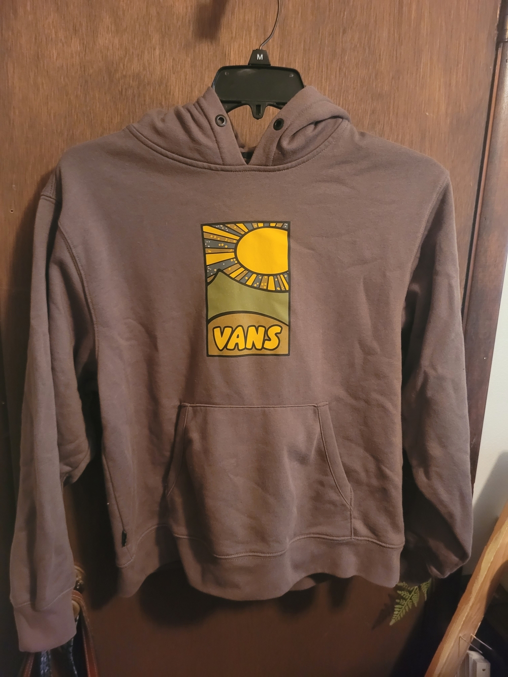 Vans Men's Brown Pullover Hoodie with Sunrise Logo
